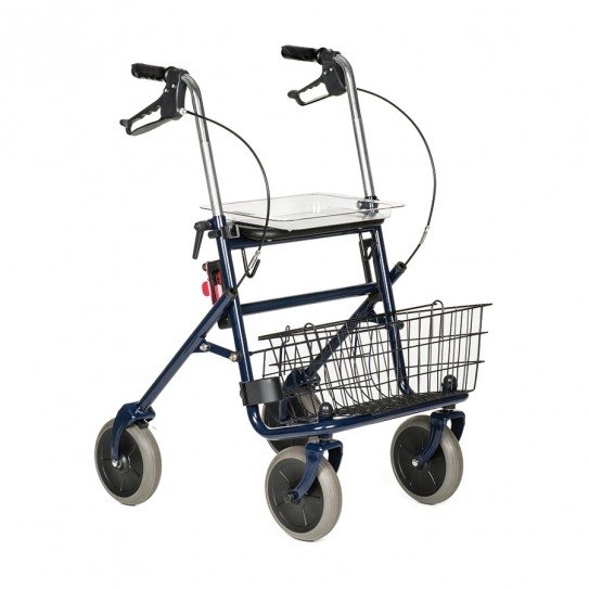 Ролатор FRANK със седалка, кошница, регулируеми дръжки и ръчни спирачки – помощно средство за разходки и рехабилитация.