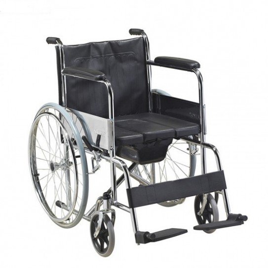 Количка с тоалетна функция MSW 1400 с мека седалка, сваляема кофа и спирачки на задните колела