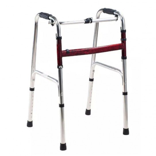 Проходилка W-005 със здрава стоманена конструкция, сгъваема рамка и възможност за монтиране на колела – подходяща за рехабилитация и вътрешна употреба.