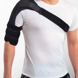 Брейс за раменна кост Prim с анатомични вложки и регулируеми ленти, подходящ за фрактури и следоперативно лечение.